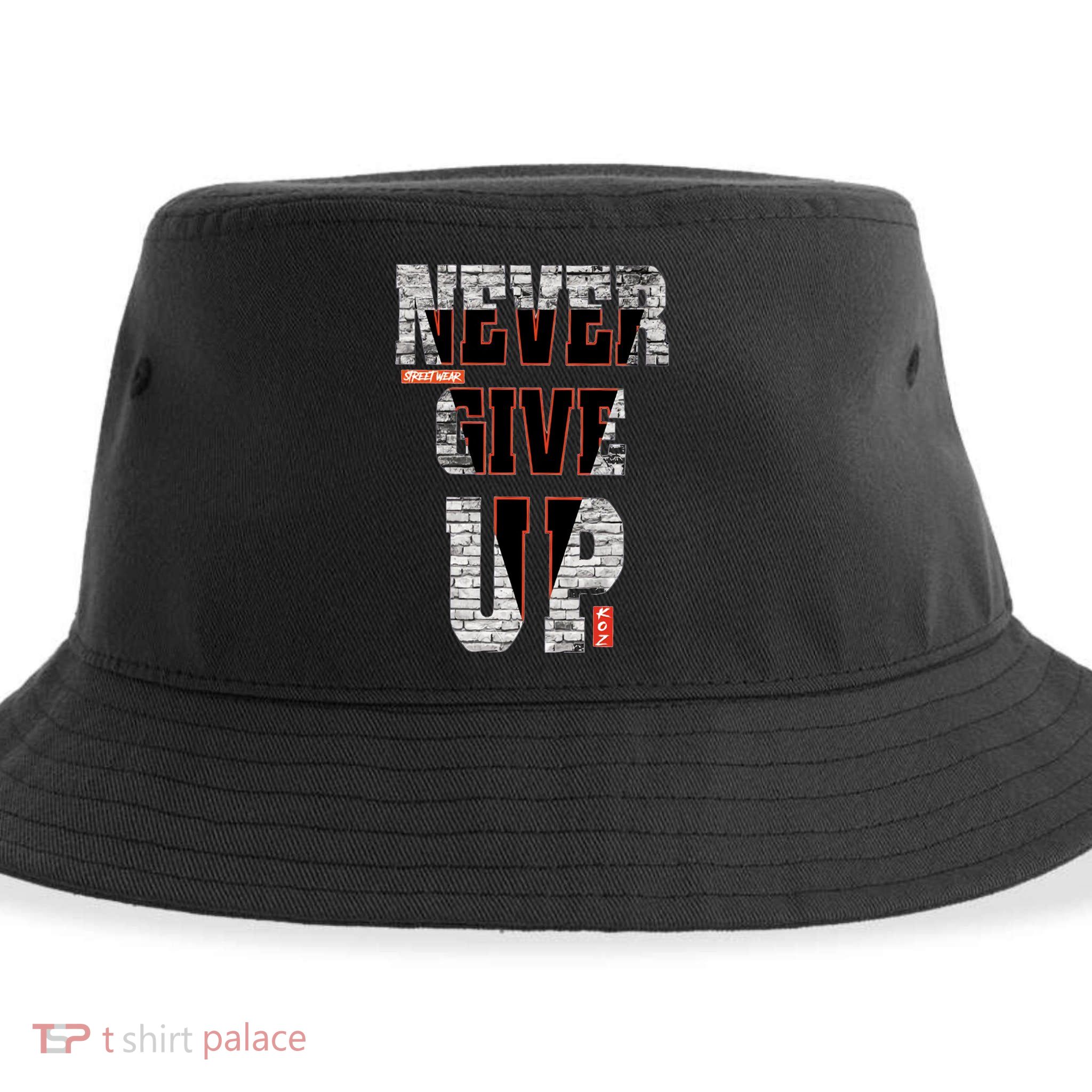 Never Give Up Stronger support inspiration trending gift idea Sustainable Bucket Hat