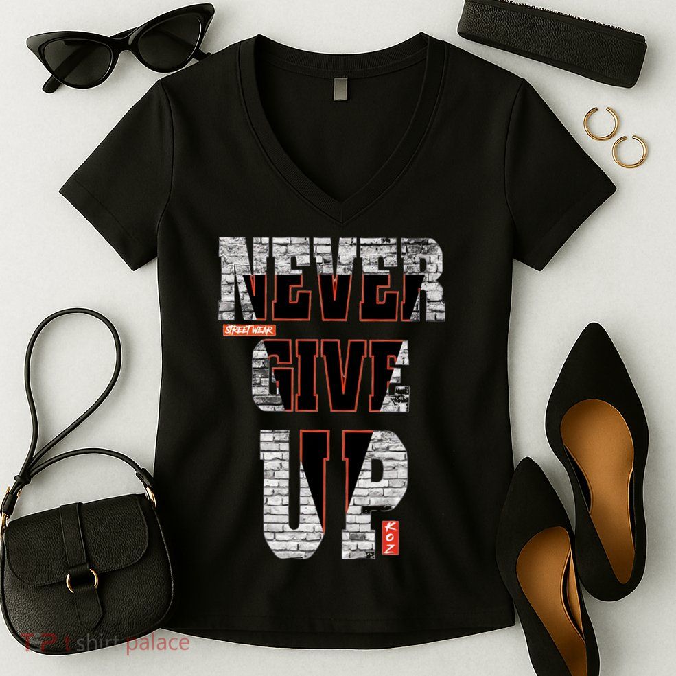 Never Give Up Stronger support inspiration trending gift idea Women's V-Neck T-Shirt