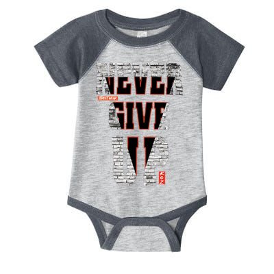 Never Give Up Stronger support inspiration trending gift idea Infant Baby Jersey Bodysuit