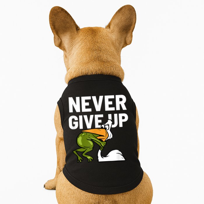 Never Give Up Frog Bird Choking Funny Motivation Doggie Tank