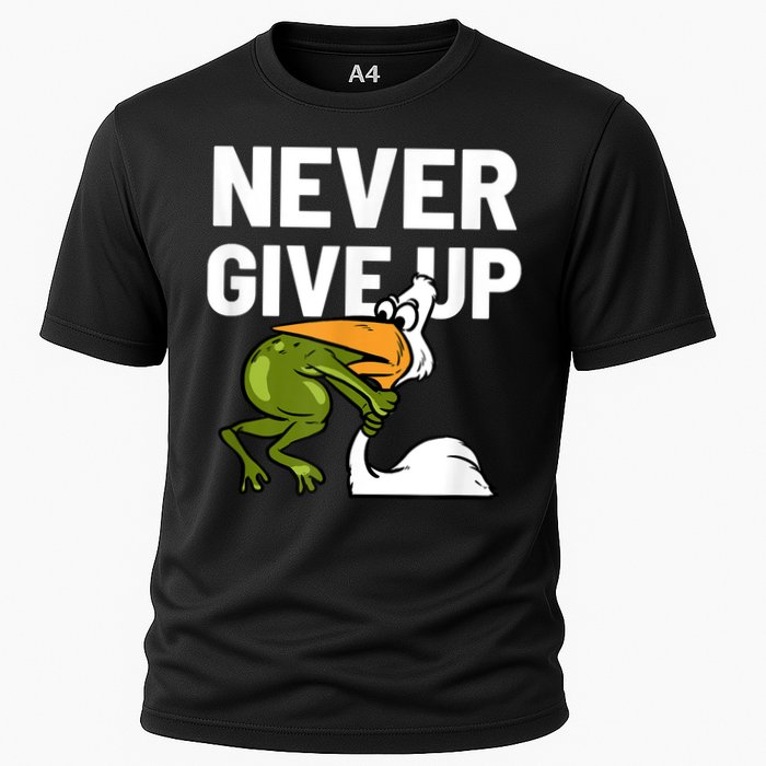 Never Give Up Frog Bird Choking Funny Motivation Performance Shirt