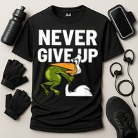 Never Give Up Frog Bird Choking Funny Motivation Performance Shirt