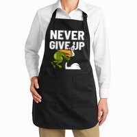 Never Give Up Frog Bird Choking Funny Motivation Apron