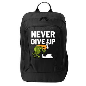 Never Give Up Frog Bird Choking Funny Motivation City Backpack