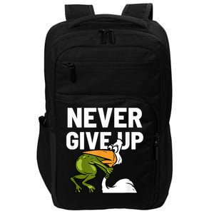 Never Give Up Frog Bird Choking Funny Motivation Impact Tech Backpack