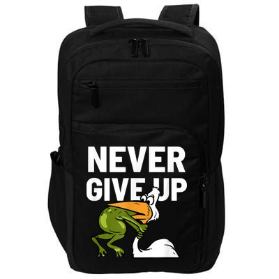 Never Give Up Frog Bird Choking Funny Motivation Impact Tech Backpack