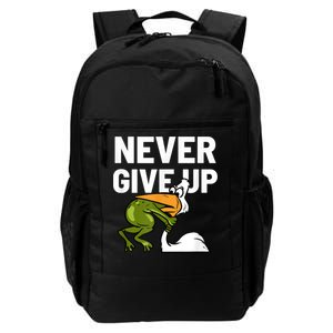 Never Give Up Frog Bird Choking Funny Motivation Daily Commute Backpack