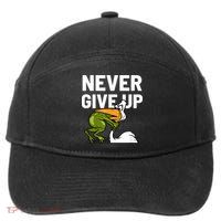 Never Give Up Frog Bird Choking Funny Motivation 7-Panel Snapback Hat