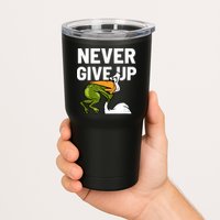 Never Give Up Frog Bird Choking Funny Motivation Tumbler