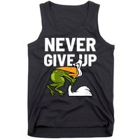 Never Give Up Frog Bird Choking Funny Motivation Tank Top