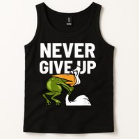 Never Give Up Frog Bird Choking Funny Motivation Tank Top
