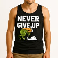 Never Give Up Frog Bird Choking Funny Motivation Tank Top