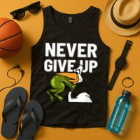 Never Give Up Frog Bird Choking Funny Motivation Tank Top