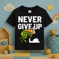 Never Give Up Frog Bird Choking Funny Motivation Toddler T-Shirt