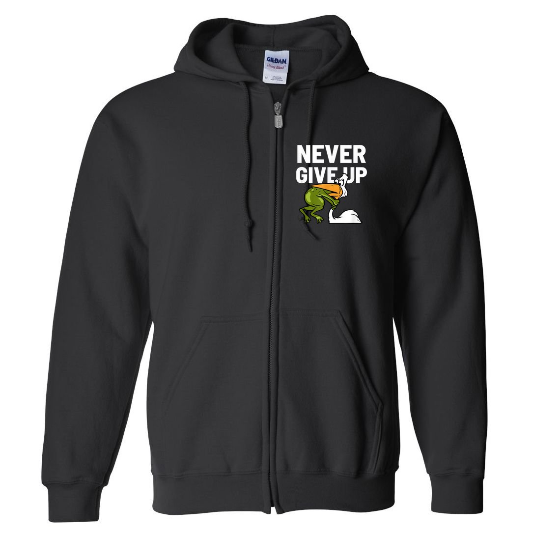 Never Give Up Frog Bird Choking Funny Motivation Full Zip Hoodie