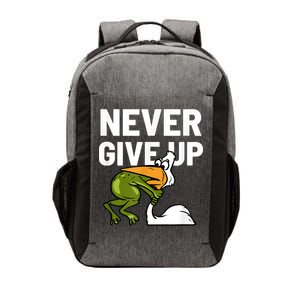 Never Give Up Frog Bird Choking Funny Motivation Vector Backpack