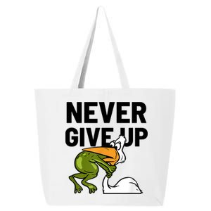 Never Give Up Frog Bird Choking Funny Motivation 25L Jumbo Tote