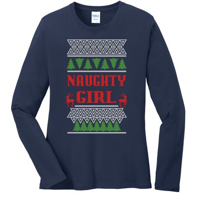 Naughty Girl Ugly Christmas Ladies Long Sleeve Shirt