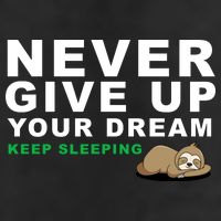 Never Give Up Your Dream Keep Sleeping Funny Sloth 7 Panel Mesh Trucker Snapback Hat