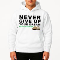 Never Give Up Your Dream Keep Sleeping Funny Sloth Hoodie