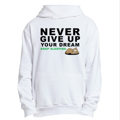 Never Give Up Your Dream Keep Sleeping Funny Sloth Urban Pullover Hoodie