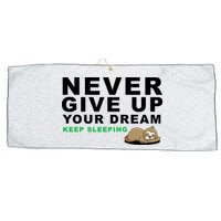 Never Give Up Your Dream Keep Sleeping Funny Sloth Large Microfiber Waffle Golf Towel