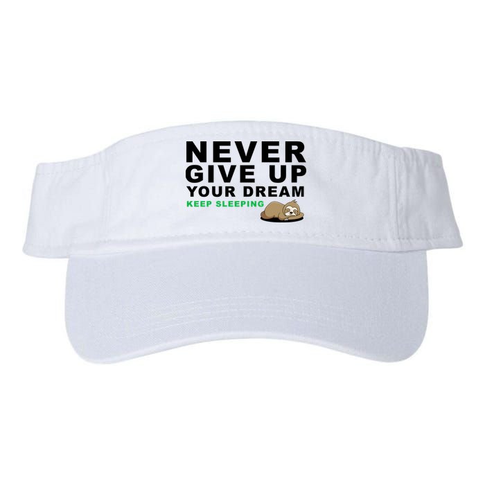 Never Give Up Your Dream Keep Sleeping Funny Sloth Visor