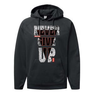 Never Give Up Stronger Support Inspiration Performance Fleece Hoodie