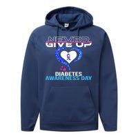 Never Give Up Diabetes Awareness Day Performance Fleece Hoodie