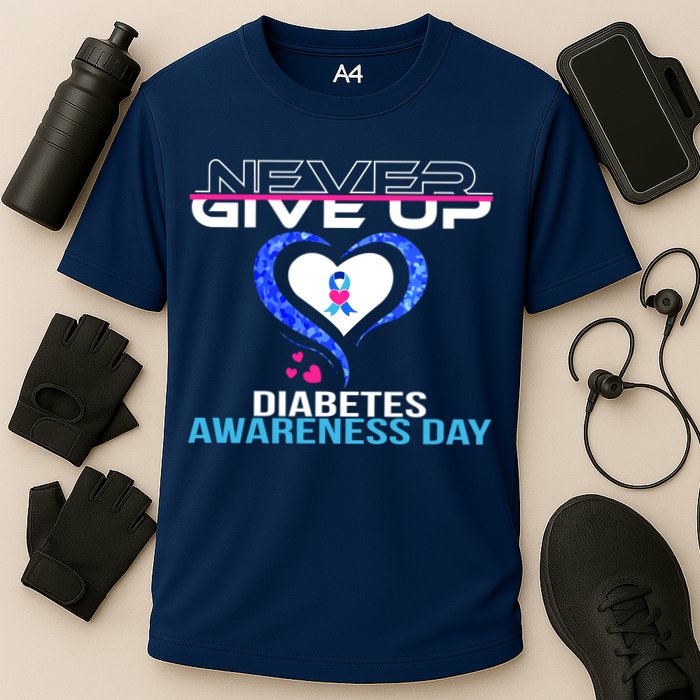 Never Give Up Diabetes Awareness Day Cooling Performance Crew T-Shirt