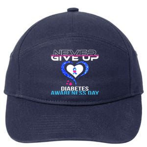 Never Give Up Diabetes Awareness Day 7-Panel Snapback Hat