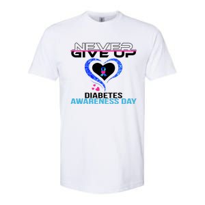 Never Give Up Diabetes Awareness Day Softstyle CVC T-Shirt