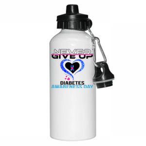 Never Give Up Diabetes Awareness Day Aluminum Water Bottle