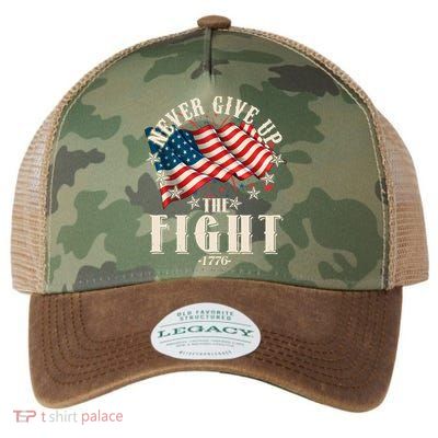 Never Give Up The Fight 1776 USA American Flag Legacy Tie Dye Trucker Hat