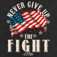 Never Give Up The Fight 1776 USA American Flag 7 Panel Mesh Trucker Snapback Hat