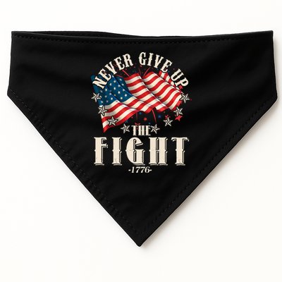 Never Give Up The Fight 1776 USA American Flag USA-Made Doggie Bandana