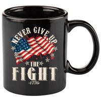 Never Give Up The Fight 1776 USA American Flag 11oz C Handle Ceramic Mug