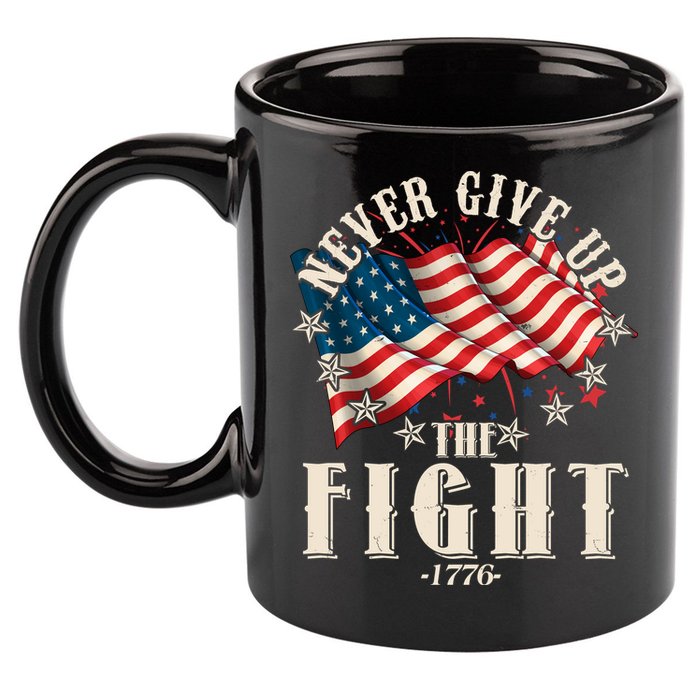 Never Give Up The Fight 1776 USA American Flag 11oz C Handle Ceramic Mug