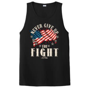 Never Give Up The Fight 1776 USA American Flag PosiCharge Competitor Tank