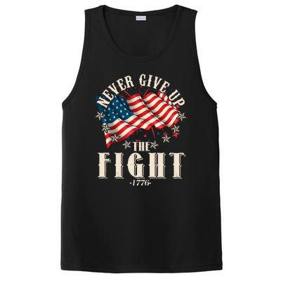 Never Give Up The Fight 1776 USA American Flag PosiCharge Competitor Tank