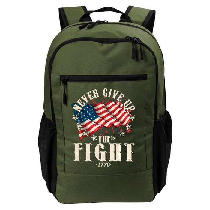 Never Give Up The Fight 1776 USA American Flag Backpack