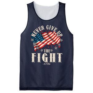 Never Give Up The Fight 1776 USA American Flag Mesh Reversible Basketball Jersey Tank