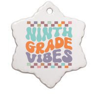 Ninth Grade Vibes Retro Groovy 9th Grade Back To School Ceramic Star Ornament