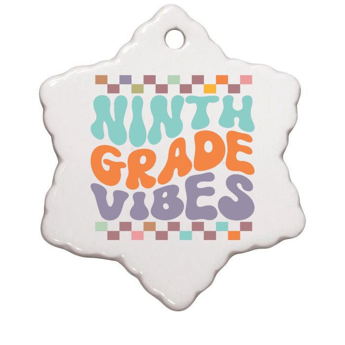 Ninth Grade Vibes Retro Groovy 9th Grade Back To School Ceramic Star Ornament