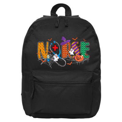 Nurse Ghost Witch Hat Halloween Nursing Scrub Stethoscope 16 in Basic Backpack