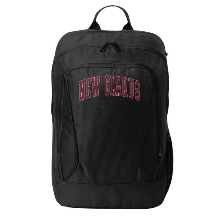 New Glarus Wisconsin Souvenir College Style Red Text City Backpack