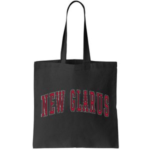 New Glarus Wisconsin Souvenir College Style Red Text Tote Bag