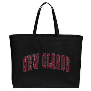 New Glarus Wisconsin Souvenir College Style Red Text Cotton Canvas Jumbo Tote