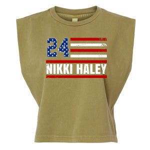 Nikki Haley 2024 American Flag Election Garment-Dyed Women's Muscle Tee