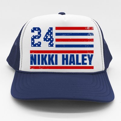 Nikki Haley 2024 American Flag Election Trucker Hat